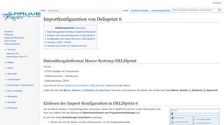 
                            4. Importkonfiguration von Delisprint 6 – Mauve System3 Handbuch
