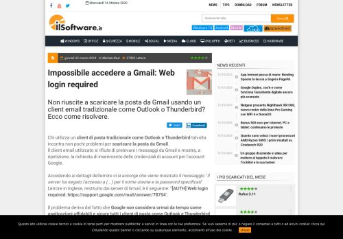 
                            11. Impossibile accedere a Gmail: Web login required - IlSoftware.it