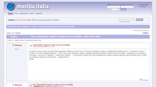 
                            9. Impossibile eseguire il login nel server MySQL - Forum Mozilla Italia