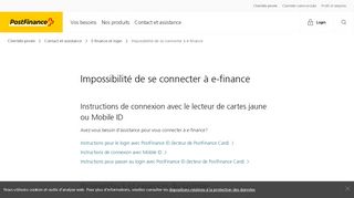 
                            9. Impossibilité de se connecter à e-finance | PostFinance