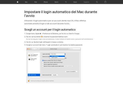 
                            3. Impostazione del login automatico del Mac durante l ... - Apple Support