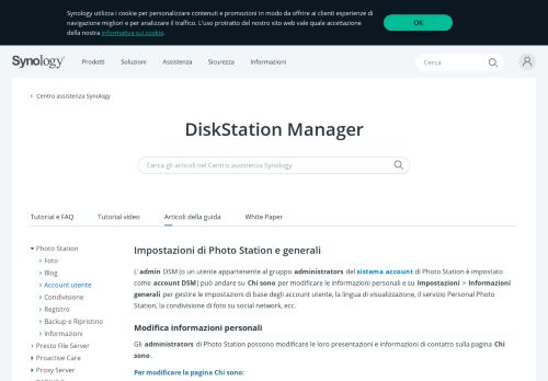 
                            2. Impostazioni di Photo Station e generali | Synology Inc.