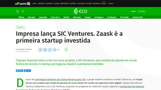 
                            7. Impresa lança SIC Ventures. Zaask é a primeira startup investida – ECO