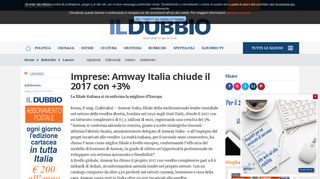 
                            3. Imprese: Amway Italia chiude il 2017 con +3% - Il Dubbio