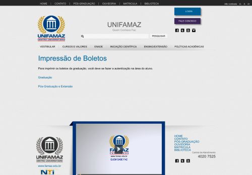 
                            8. Impressão de Boletos - Famaz