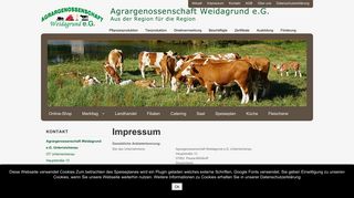
                            5. Impressum - Agrargenossenschaft Weidagrund eG