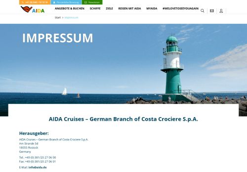 
                            11. Impressum - AIDA Cruises