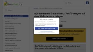 
                            9. Impressum & Datenschutz unterbringen I Datenschutzerklärung 2019