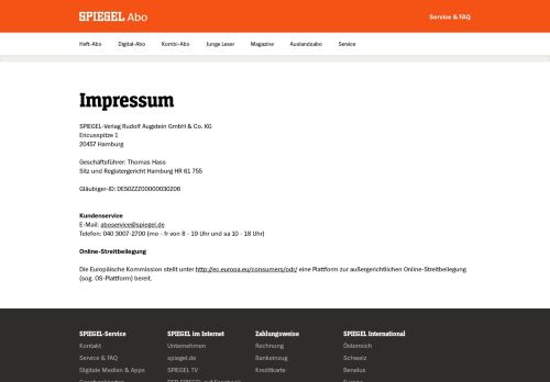 
                            5. Impressum - DER SPIEGEL im Abo - Spiegel Online
