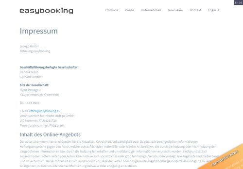 
                            5. Impressum easybooking zadego GmbH