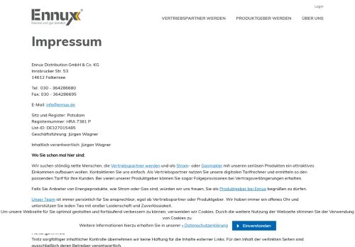 
                            5. Impressum – Ennux GmbH Direktvertrieb Strom und Gas