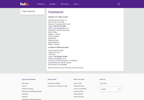 
                            6. Impressum - FedEx | Österreich