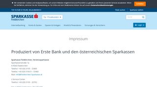 
                            6. Impressum für sparkasse.at | Sparkasse Feldkirchen