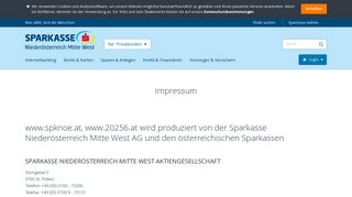 
                            12. Impressum für sparkasse.at | Sparkasse Niederösterreich Mitte West AG
