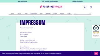 
                            4. Impressum | Kostüm-Online-Shop: Kostüme ... - Faschingshop24
