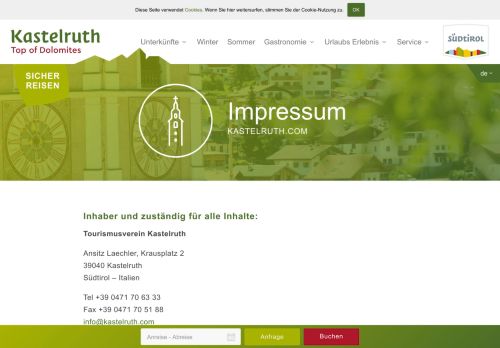 
                            11. Impressum - Offizielle Seite des Tourismusvereines Kastelruth