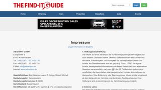 
                            12. Impressum - The Find-It Guide: Military and Business Directory, Cars ...