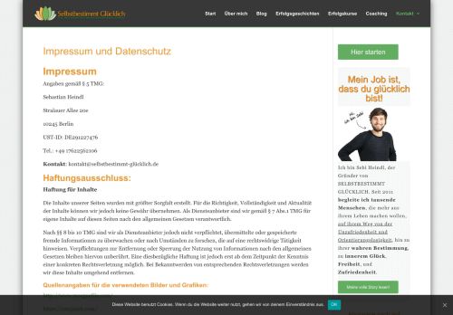 
                            5. Impressum und Datenschutz - Selbstbestimmt-glücklich.de