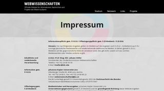 
                            13. Impressum | Webwissenschaften