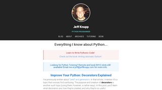 
                            10. Improve Your Python: Decorators Explained - Jeff Knupp
