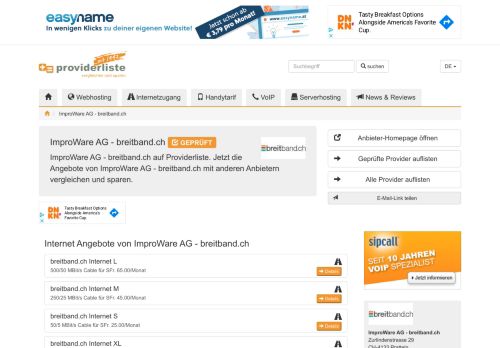 
                            5. ImproWare AG - breitband.ch im Webhosting und Internet Vergleich ...