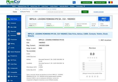 
                            6. IMPULS - LEASING ROMANIA IFN SA - CUI 19820923 - Date ...