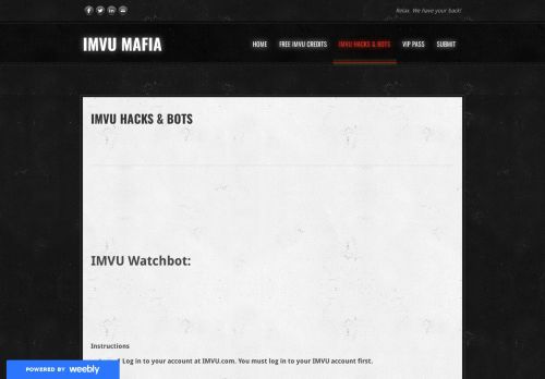 
                            7. IMVU Hacks & Bots - IMVU MAFIA