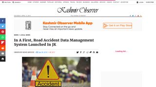 
                            11. In A First, Road Accident Data Management System Launched In JK ...