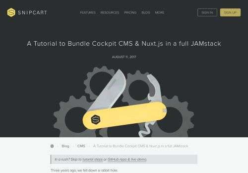 
                            6. In-Depth Cockpit CMS Tutorial with a Nuxt.js App [Live Demo] - Snipcart