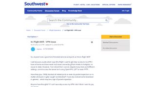 
                            6. In-Flight Wifi - VPN Issue - The Southwest Airlines Community