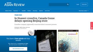 
                            10. In Huawei crossfire, Canada Goose delays opening Beijing store ...