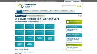 
                            2. In-service certification (WoF and CoF) - NZTA Vehicle Portal - VIRMs
