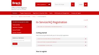 
                            9. In-Service/AQ Registration – Registration Guides and Timetables