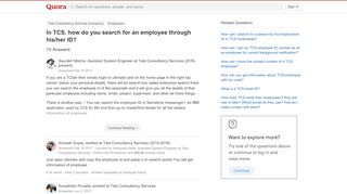 
                            1. In TCS, how do you search for an employee through his/her ID? - Quora