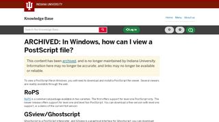 
                            4. In Windows, how can I view a PostScript file? - IU Knowledge Base