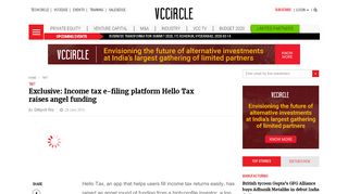 
                            13. Income tax e-filing platform Hello Tax raises angel funding | VCCircle