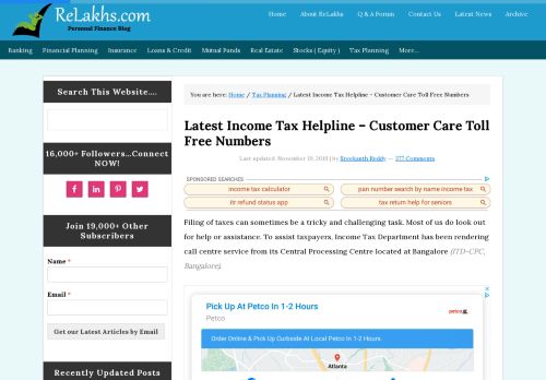 Income Tax Helpline (NEW) Toll Free & Contact Phone Numbers
