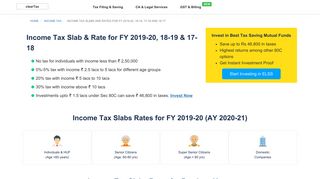 
                            2. Income Tax Slabs & Rates 2019 | Tax Brackets in India for FY 2018-19