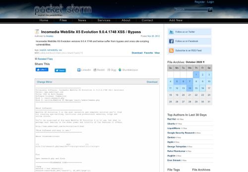 
                            12. Incomedia WebSite X5 Evolution 9.0.4.1748 XSS / Bypass ≈ Packet ...