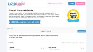 
                            7. Incontri Gratis: 3102 Persone Online • Lovepedia