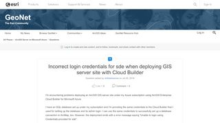 
                            13. Incorrect login credentials for sde when deploying GIS server site ...