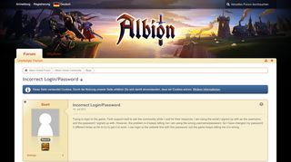 
                            13. Incorrect Login/Password - Bugs - Albion Online Forum