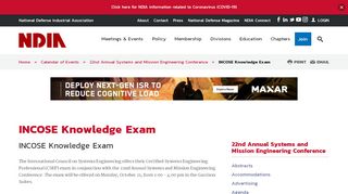 
                            13. INCOSE Exam - National Defense Industrial Association