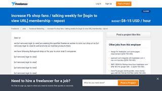 
                            12. increase Fb shop fans / talking weekly for [login to view URL ...