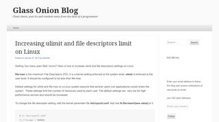 
                            4. Increasing ulimit and file descriptors limit on Linux | Glass Onion Blog