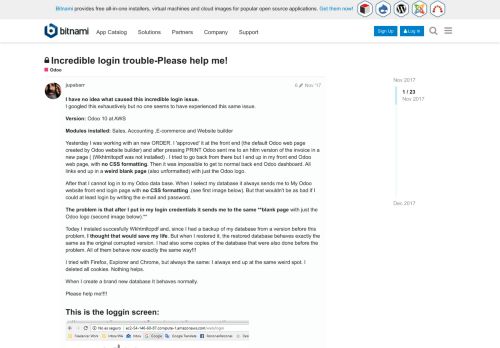 
                            11. Incredible login trouble-Please help me! - Odoo - Bitnami Community