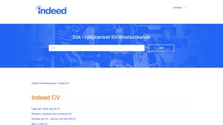 
                            3. Indeed CV – Indeed Användarsupport