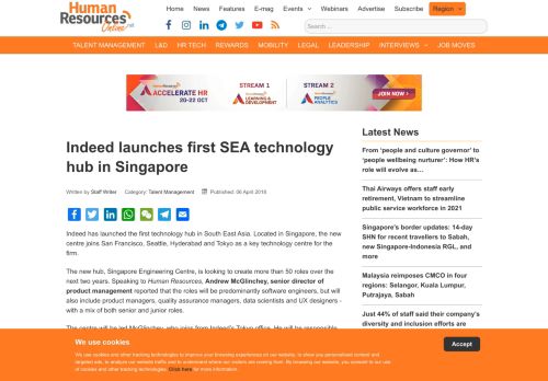 
                            13. Indeed launches first SEA technology hub in Singapore | Human ...