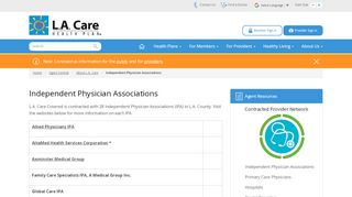 
                            11. Independent Physician Associations | L.A. Care Health Plan