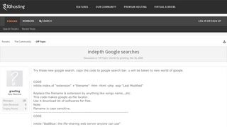 
                            7. indepth Google searches | x10Hosting: Free Hosting Community